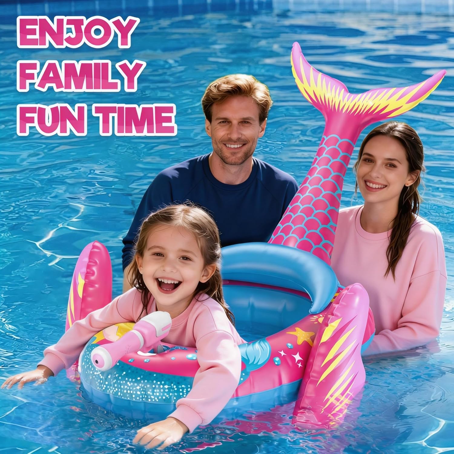 Thumbnail 5 de ASDGZD Mermaid Kids Pool Float with Water Gun — 44 x 29 inches inflatable