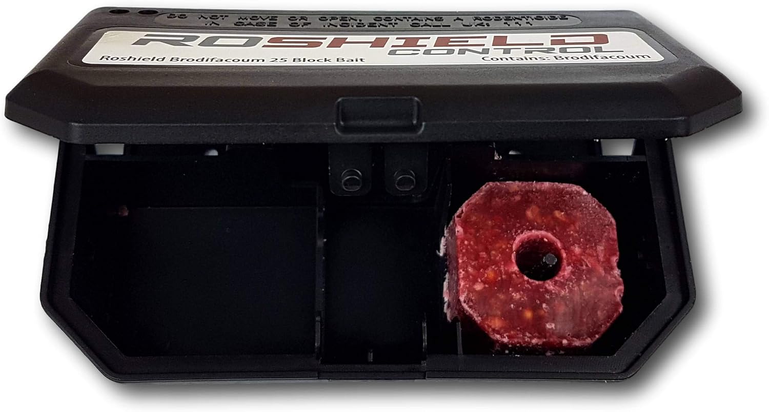 Detalle de ROSHIELD 5 Pre-Baited Mouse Poisoning Bait Box Kit | Single Feed Mice Killer | UK Made