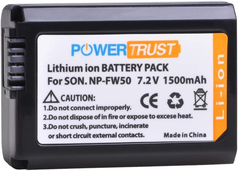 Detalle de PowerTrust 2Pcs NP-FW50 Battery and LED Dual Charger for Sony Cameras