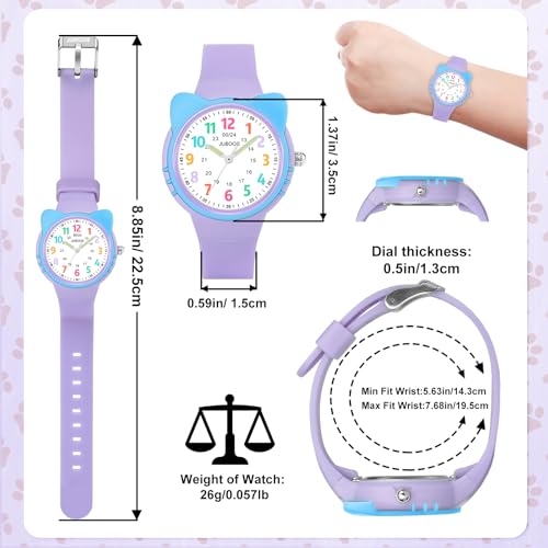 Detalle de Juboos Reloj Analógico Morado para Niños: aprende la hora con estilo