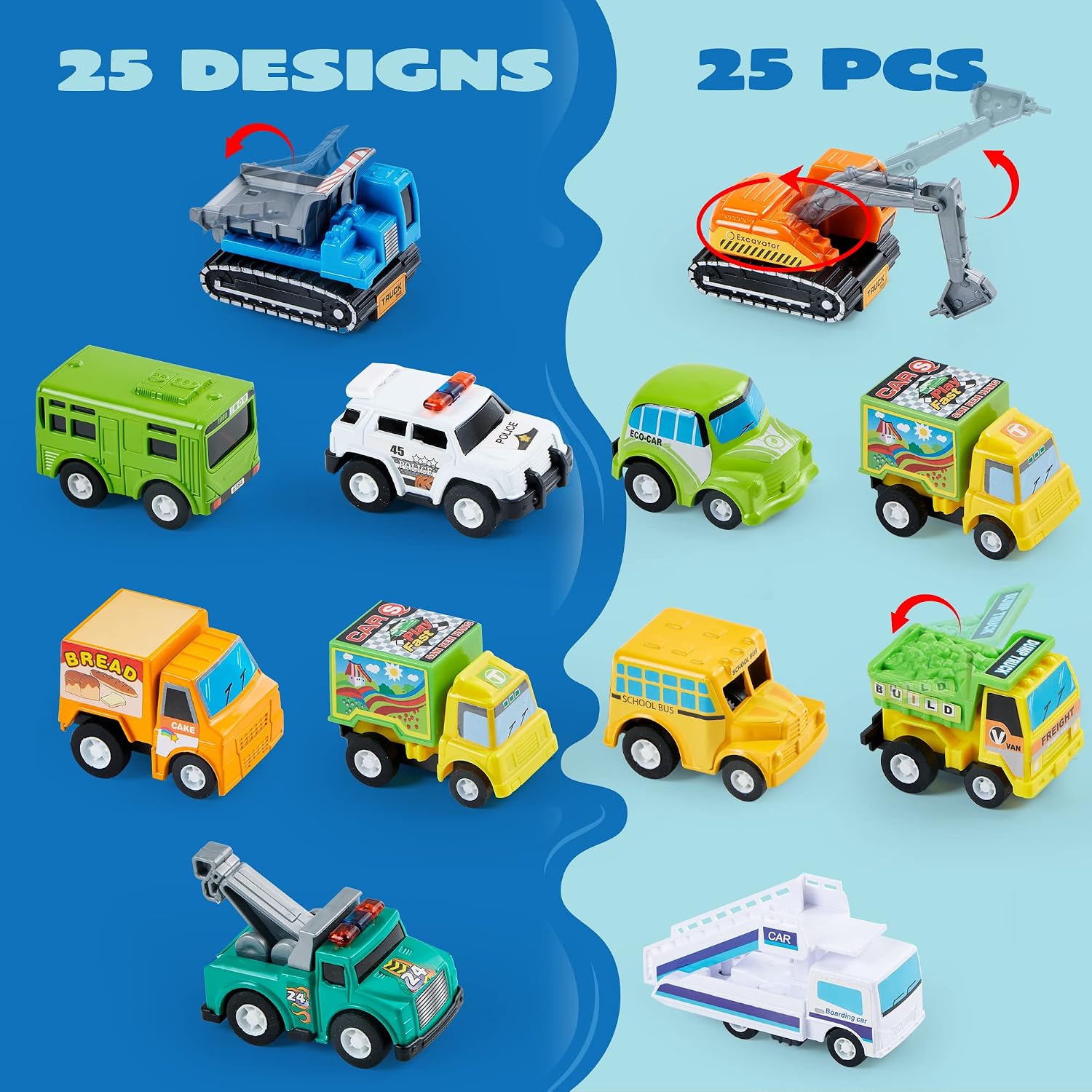 Detalle 2 de JOYIN Spielzeugautos Set 25 Stück
