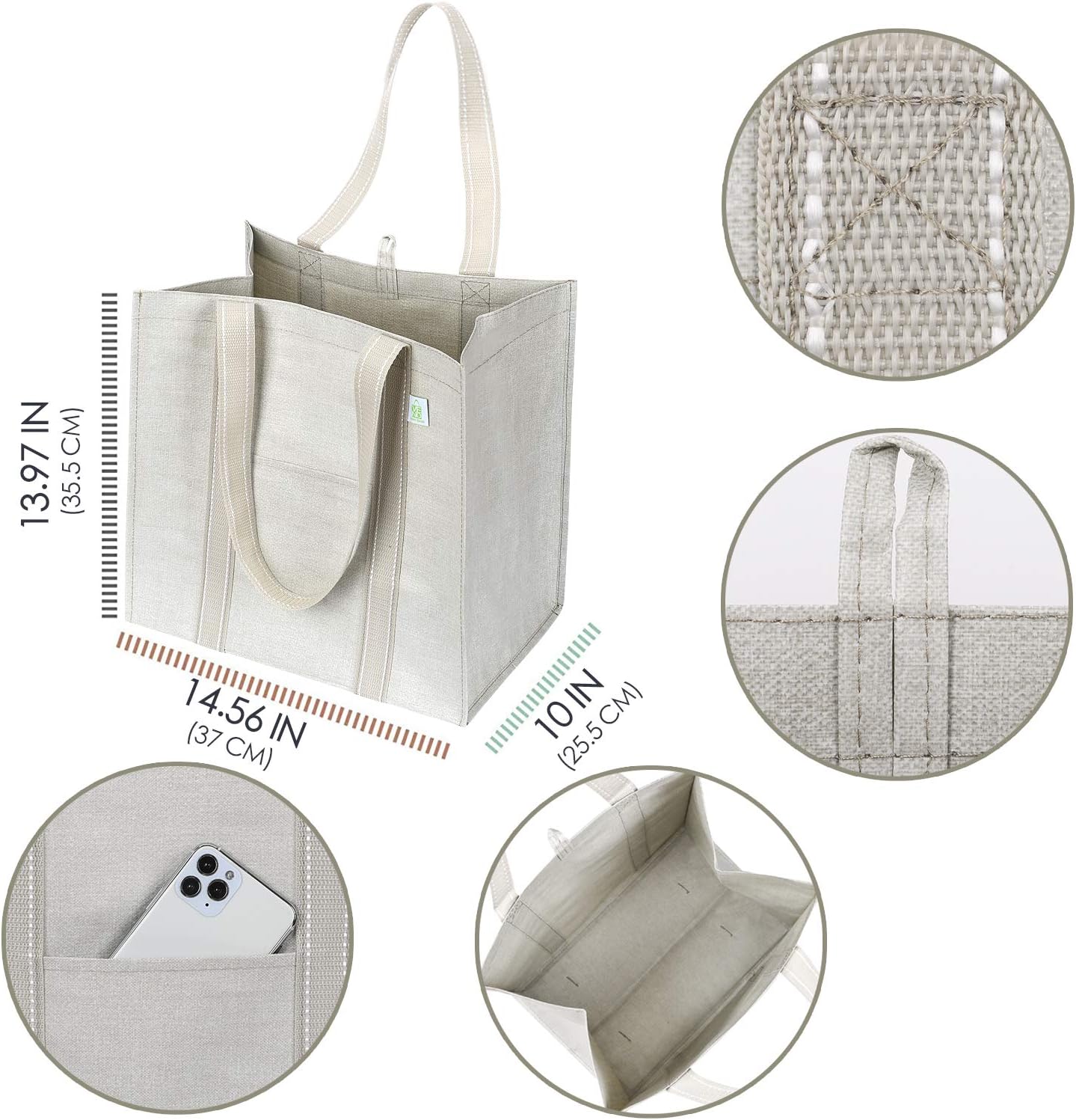 Thumbnail 6 de VENO 4 Pack reusable grocery bag, 34.4L