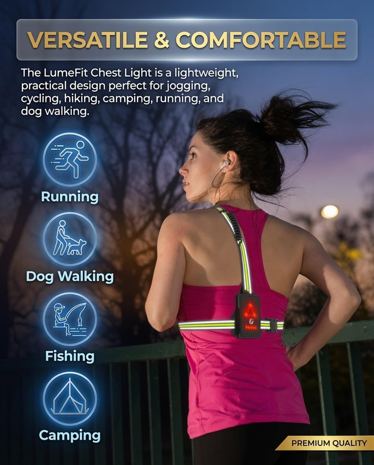 Thumbnail 3 de LUMEFIT borstlamp voor hardlopen met 500 lumen en 360° reflecterende banden
