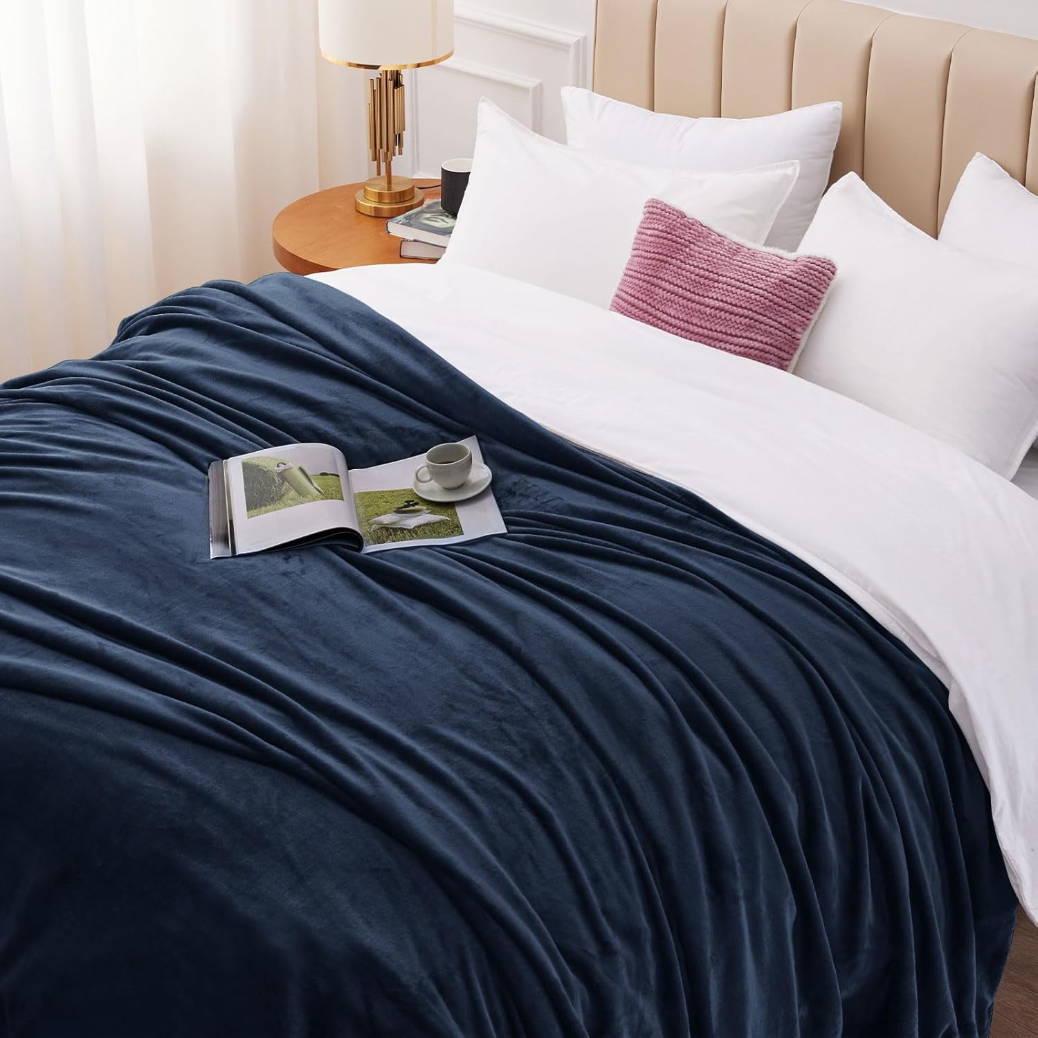 Thumbnail 6 de WAVVE Kuscheldecke „Flauschig“ 150x200 cm als Sofaüberwurf und Wohndecke (blau)