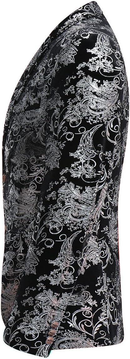 Detalle de Allthemen Men's Casual Blazer Paisley Jacquard – Slim Fit Floral Embroidery