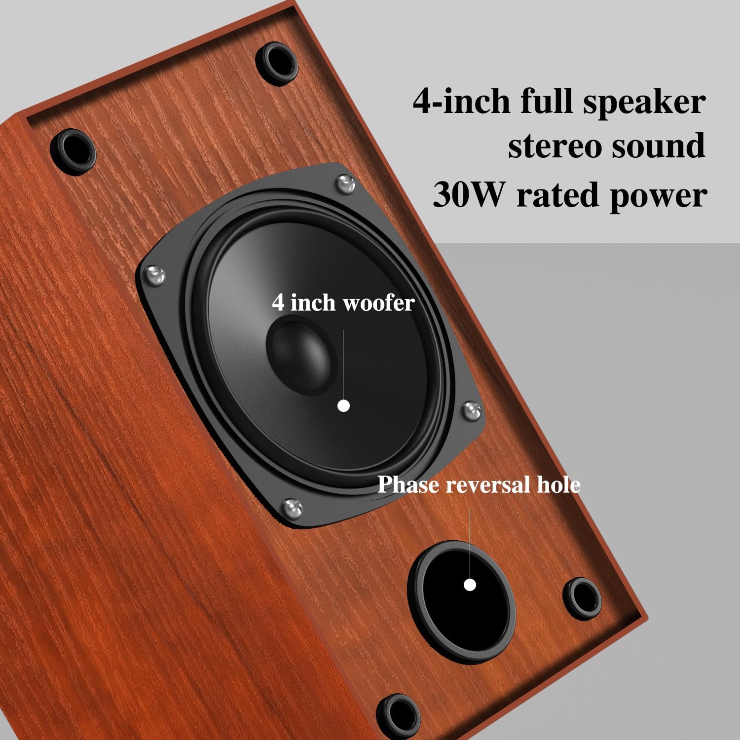 Thumbnail 1 de Elimavi Active Bookshelf Speakers (30W x 2) with 4-inch woofers, 3.5mm/RCA input — brown