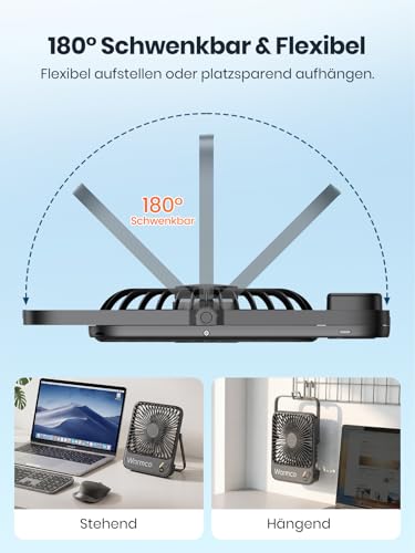 Thumbnail 6 de Warmco D3 Akku Ventilator 10000mAh – leiser Tischventilator mit USB-C, bis zu 24 Stunden Laufzeit
