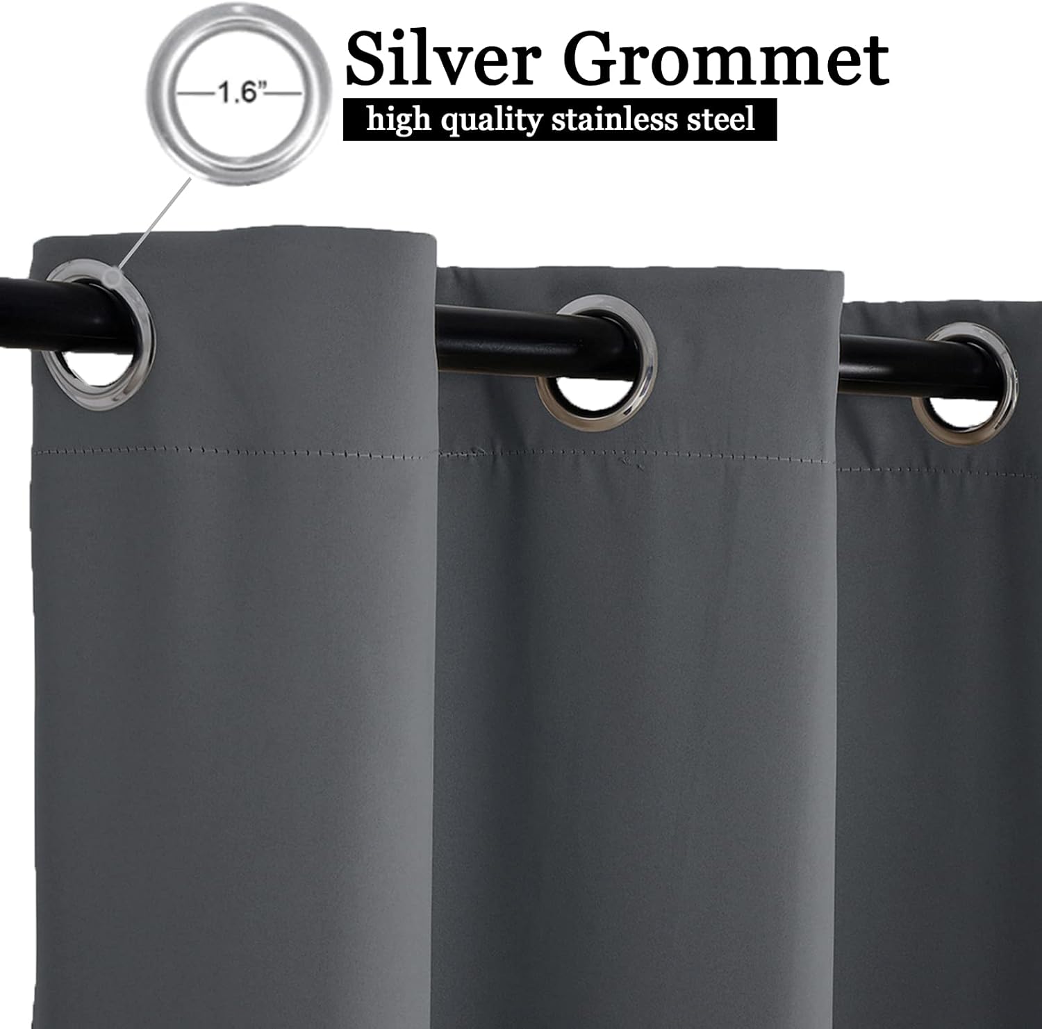 Detalle de MINGPINHUIUS Outdoor Curtains Waterproof with Grommet (Top and Bottom) – 52'' x 84'' Grey, 1 Panel