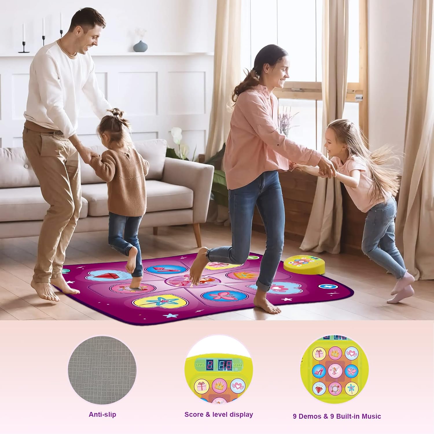 Thumbnail 2 de Rodzon tapis de danse musical pour enfants (3 à 8 ans) avec affichage LED et 3 modes de jeu