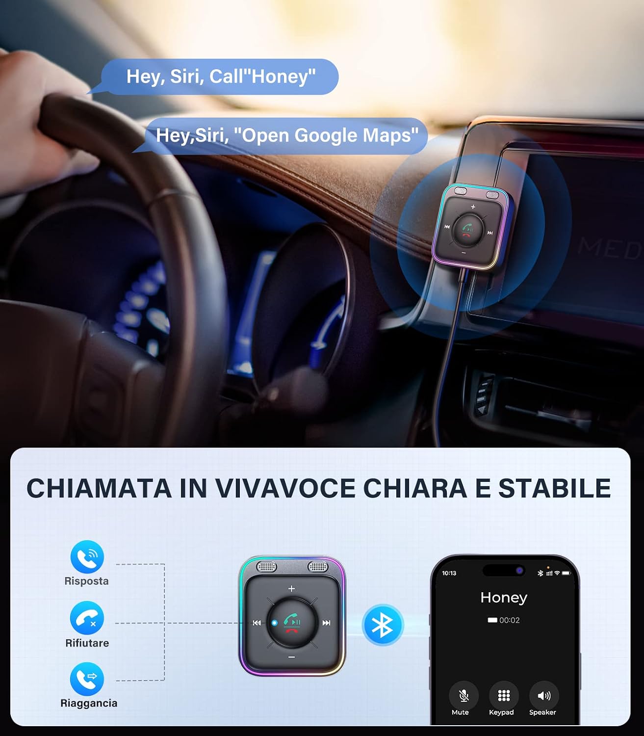 Thumbnail 5 de 2026 JOYROOM Aux Auto Bluetooth 5.4 con Jack 3,5 mm e cavo lungo per musica e vivavoce