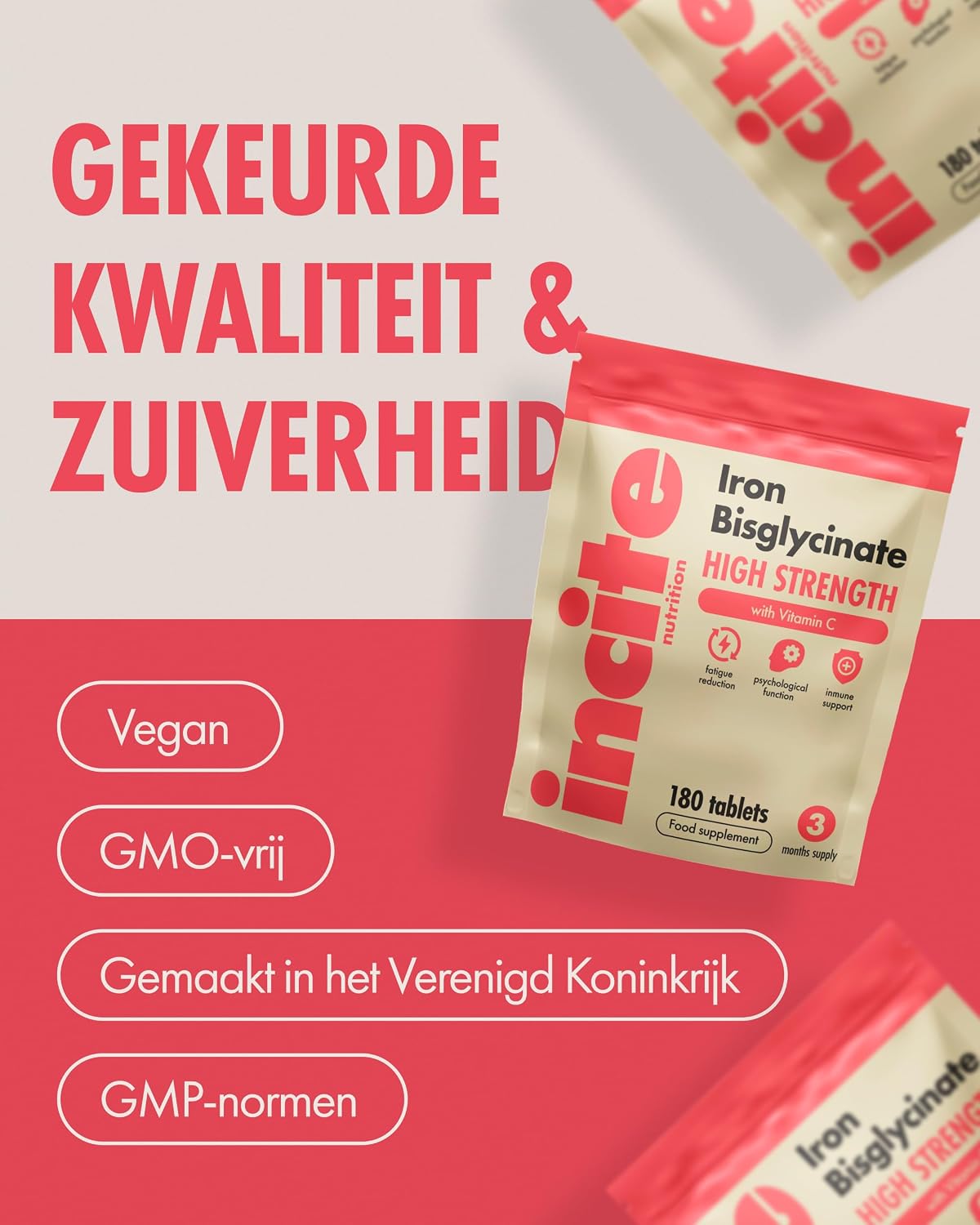 Detalle 1 de Incite Nutrition zachte ijzertabletten 28 mg ijzerbisglycinaat met vitamine C