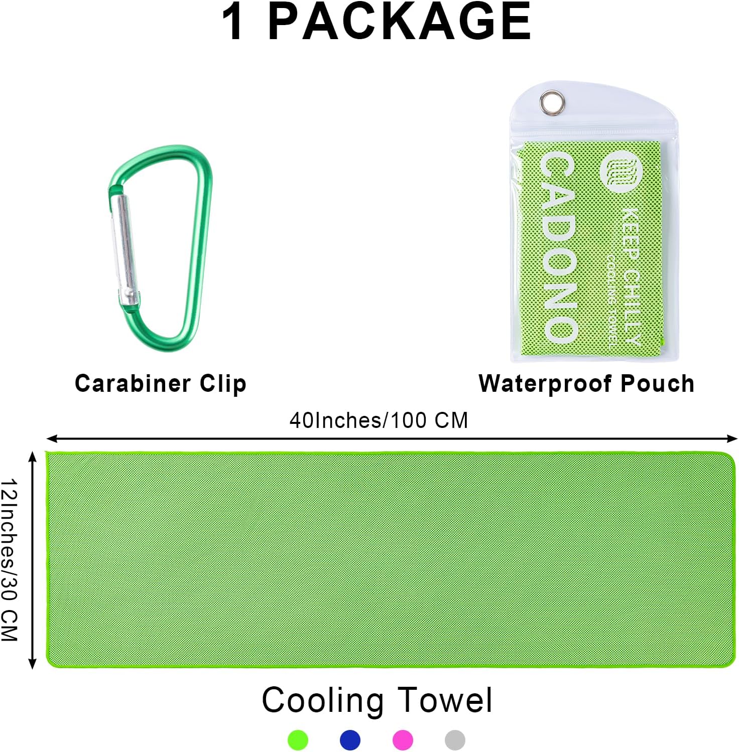 Detalle de CADONO 4 Pack Cooling Towel (40"x12"), Soft Breathable Ice Towel for Yoga, Sports, Running, Gym, Camping