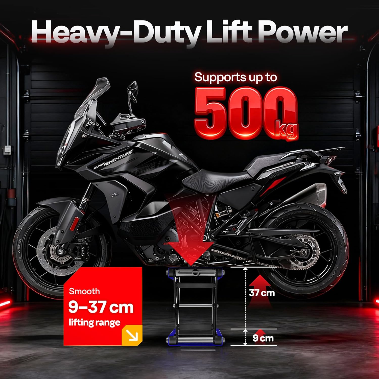 Thumbnail 1 de VIVOHOME Motorcycle Scissor Lift Jack (500kg) with Anti Slip Wide Deck