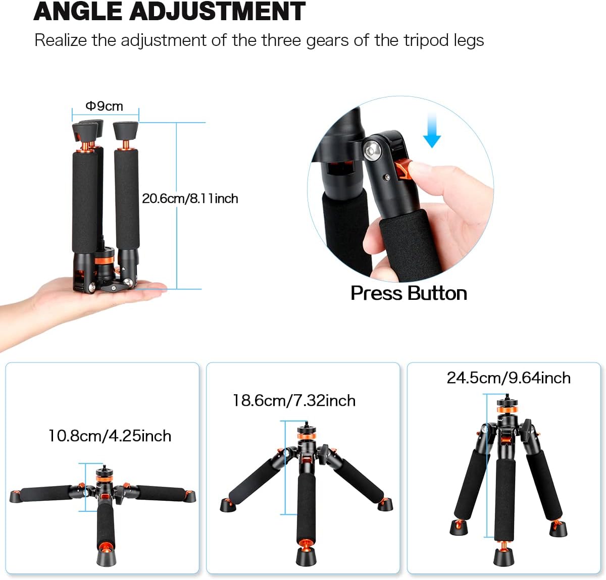 Thumbnail 3 de Koolehaoda Desktop Mini Tripod / Monopod Base Stand with 1/4" and 3/8" screws