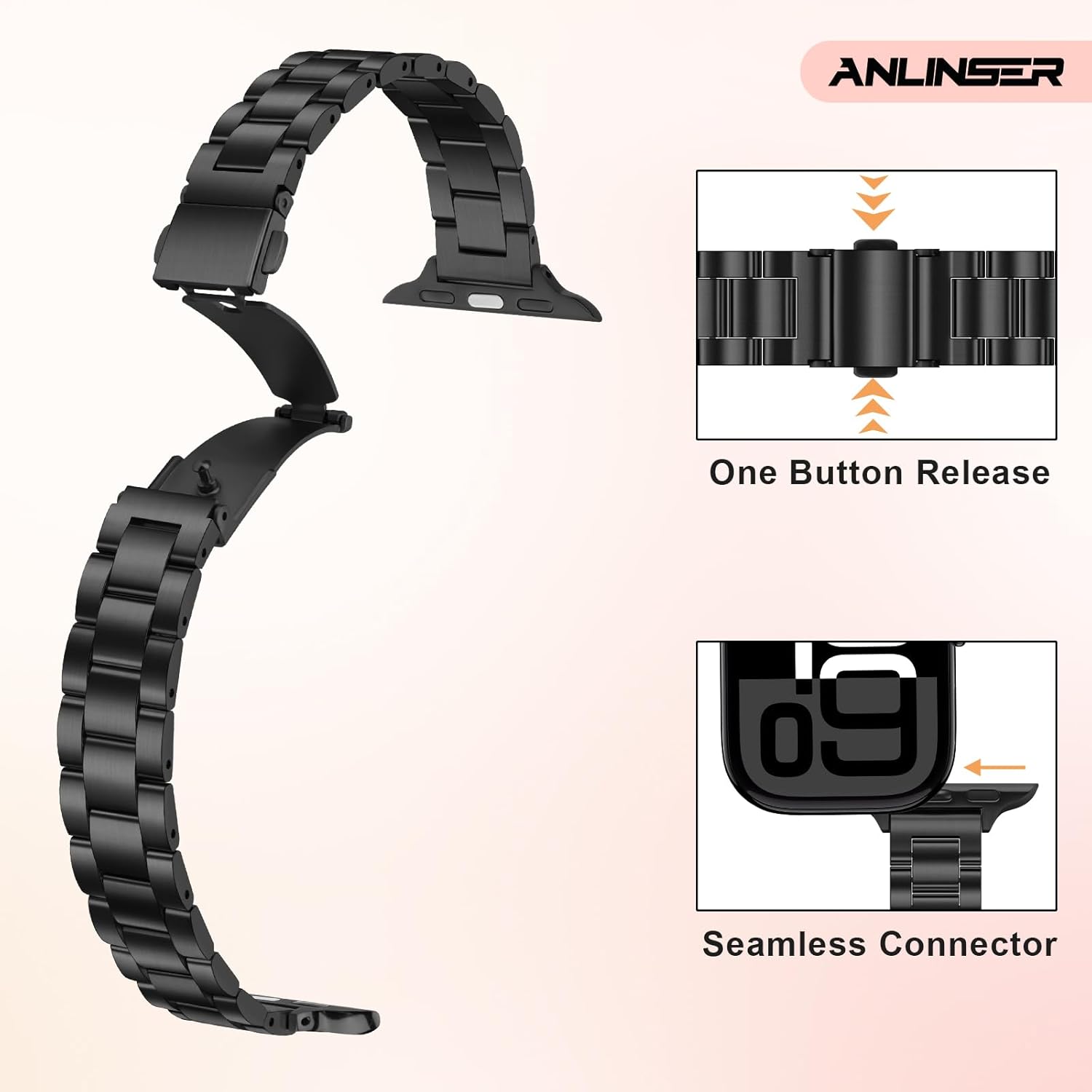 Thumbnail 3 de Anlinser Metallarmband für Apple Watch – Dünnes Edelstahlarmband 14 mm Breite, kompatibel mit 38–42 mm Serien