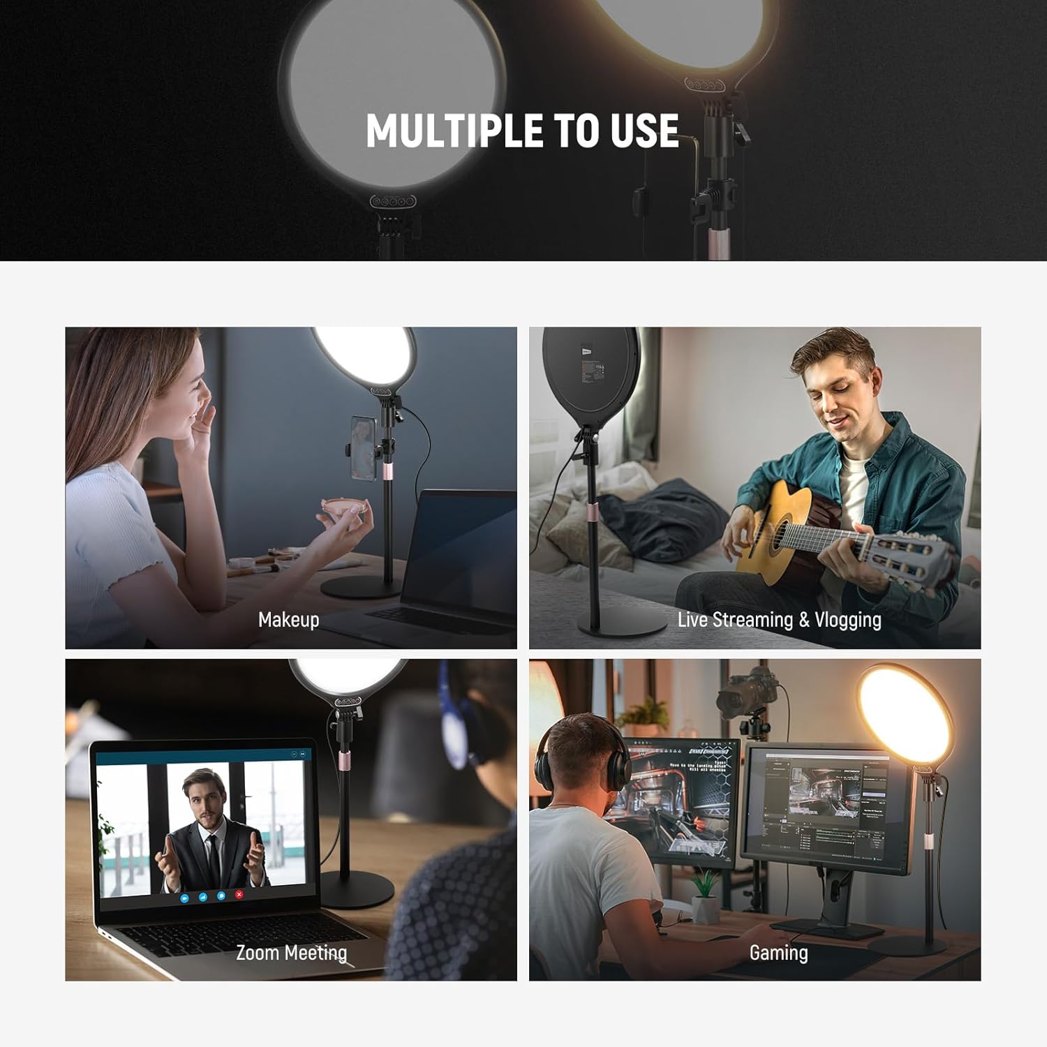 Thumbnail 1 de NEEWER Basics 10,5" Tischringlicht mit Ständer, Timer & Handyhalterung (15W, dimmbar, USB A)