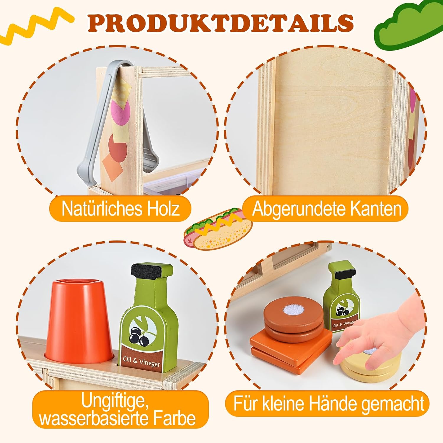Thumbnail 3 de Wooderma Kinderküche Holz Sandwich 51-teilig
