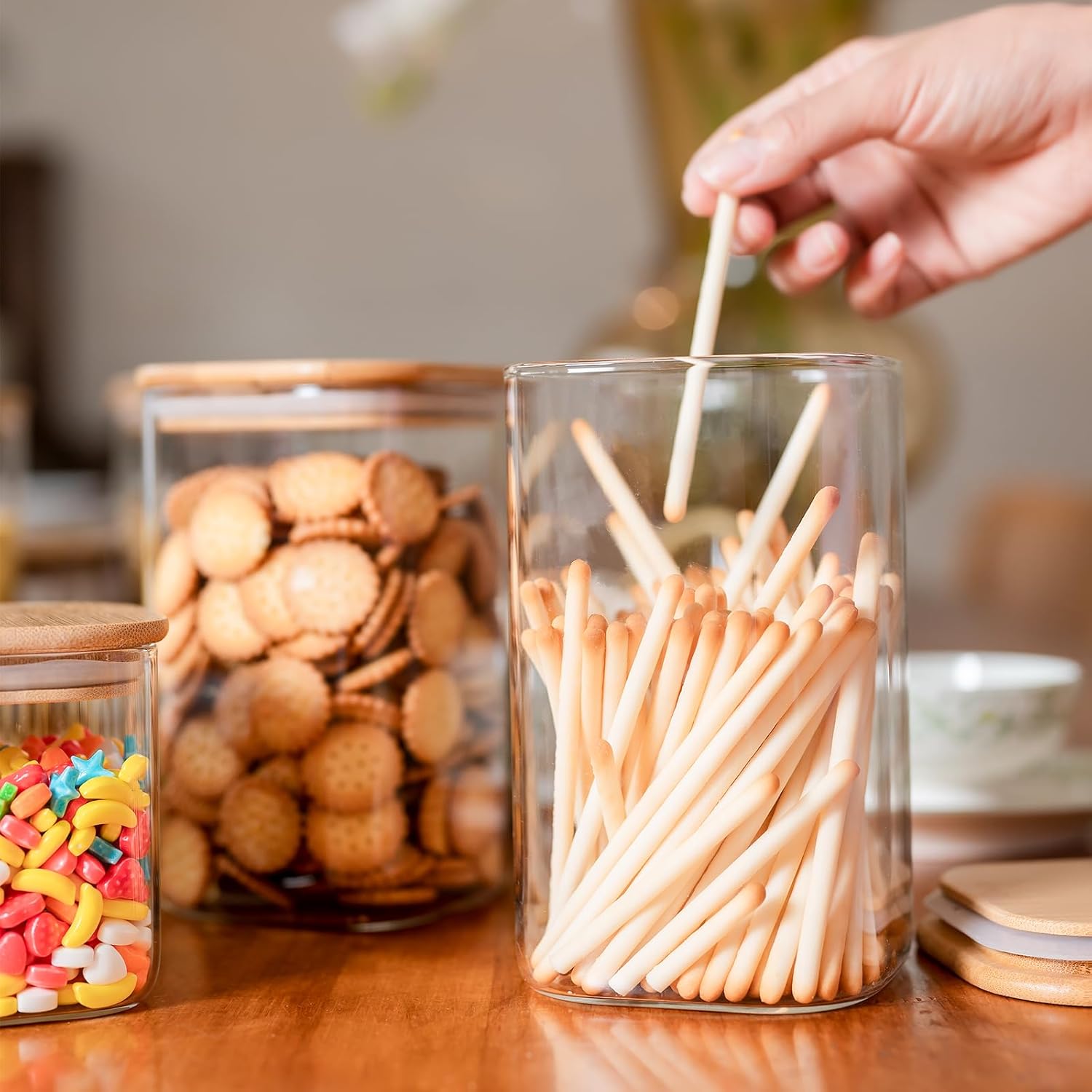 Thumbnail 2 de Glass Food Storage Jars 37 oz Set of 6 — Airtight Canisters 🫙