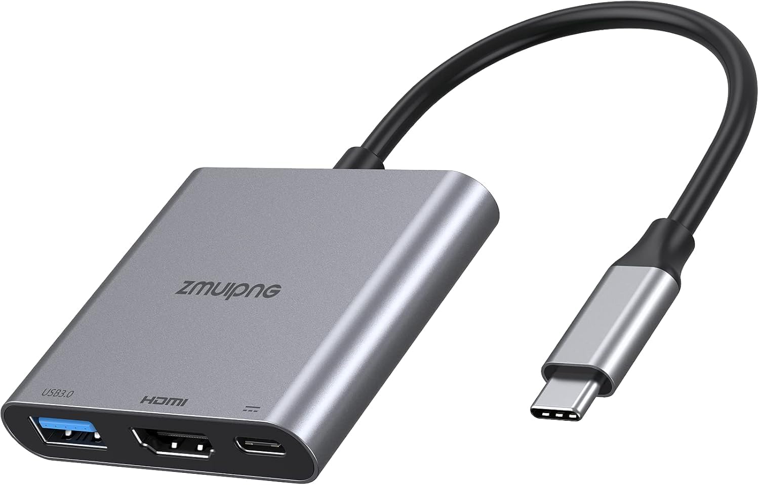 Detalle de Black 3-in-1 USB-C to HDMI Adapter with 4K HDMI, USB 3.0 and 100W PD charging
