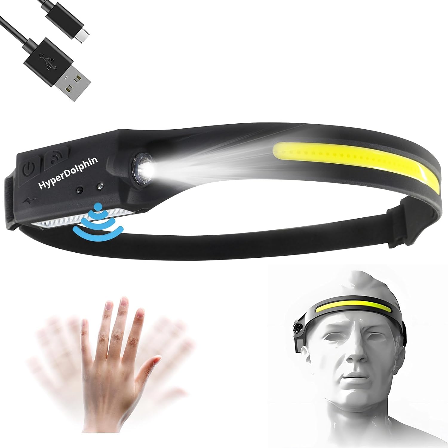 Detalle 2 de Rechargeable Head Torch 400 Lumen, 2 Pack ๐ฆ