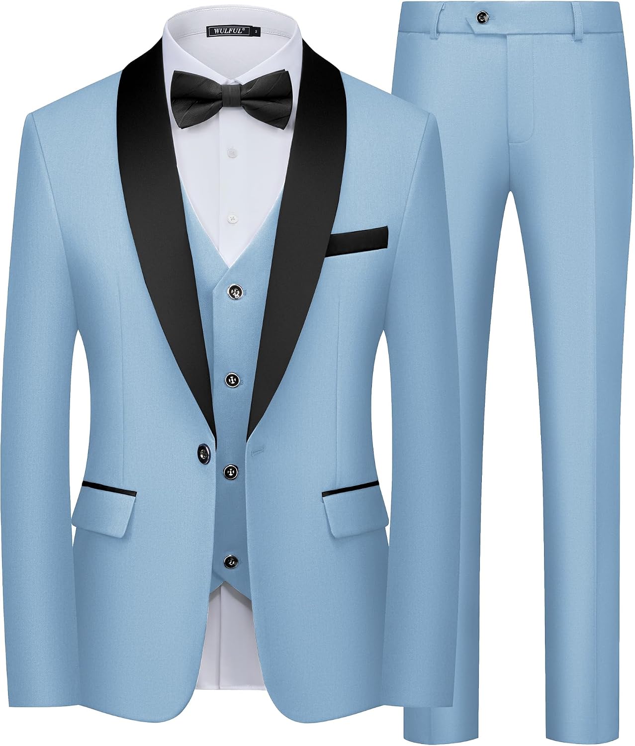 Detalle de WULFUL 3 Piece Slim Fit Tuxedo Suit Set 👔