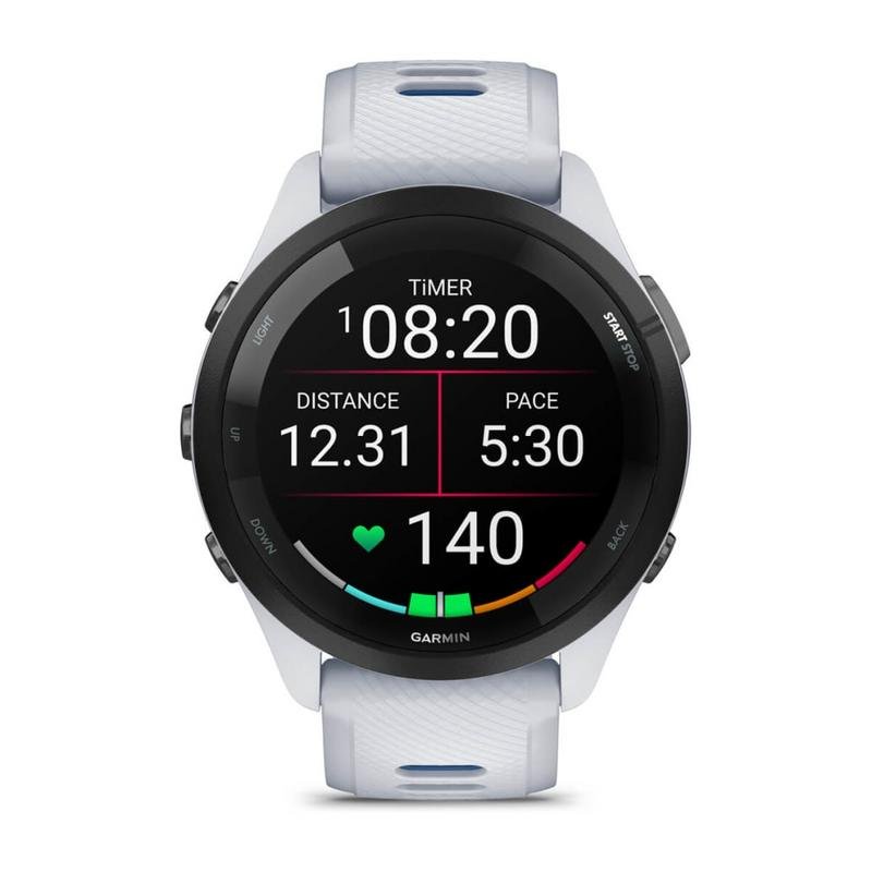 Thumbnail 3 de Garmin Forerunner 265 46mm con bisel negro, carcasa blanca y correa blanca/azul