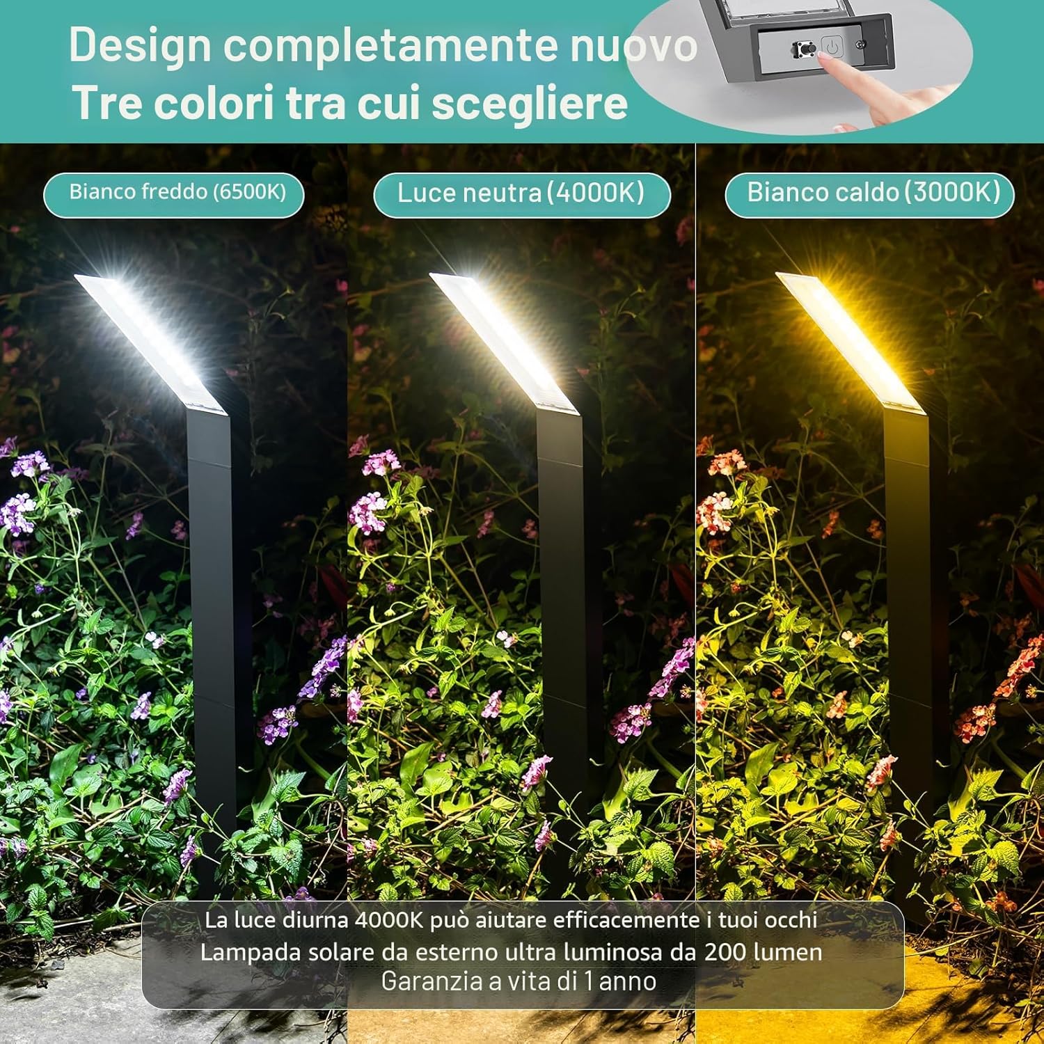 Detalle 2 de AGOTD Lampada solare da giardino 4 pezzi