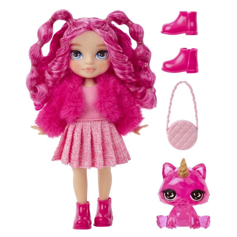 Detalle 2 de Muñeca Rainbow High Littles Magenta Monroe 14 cm con Gatito y Accesorios