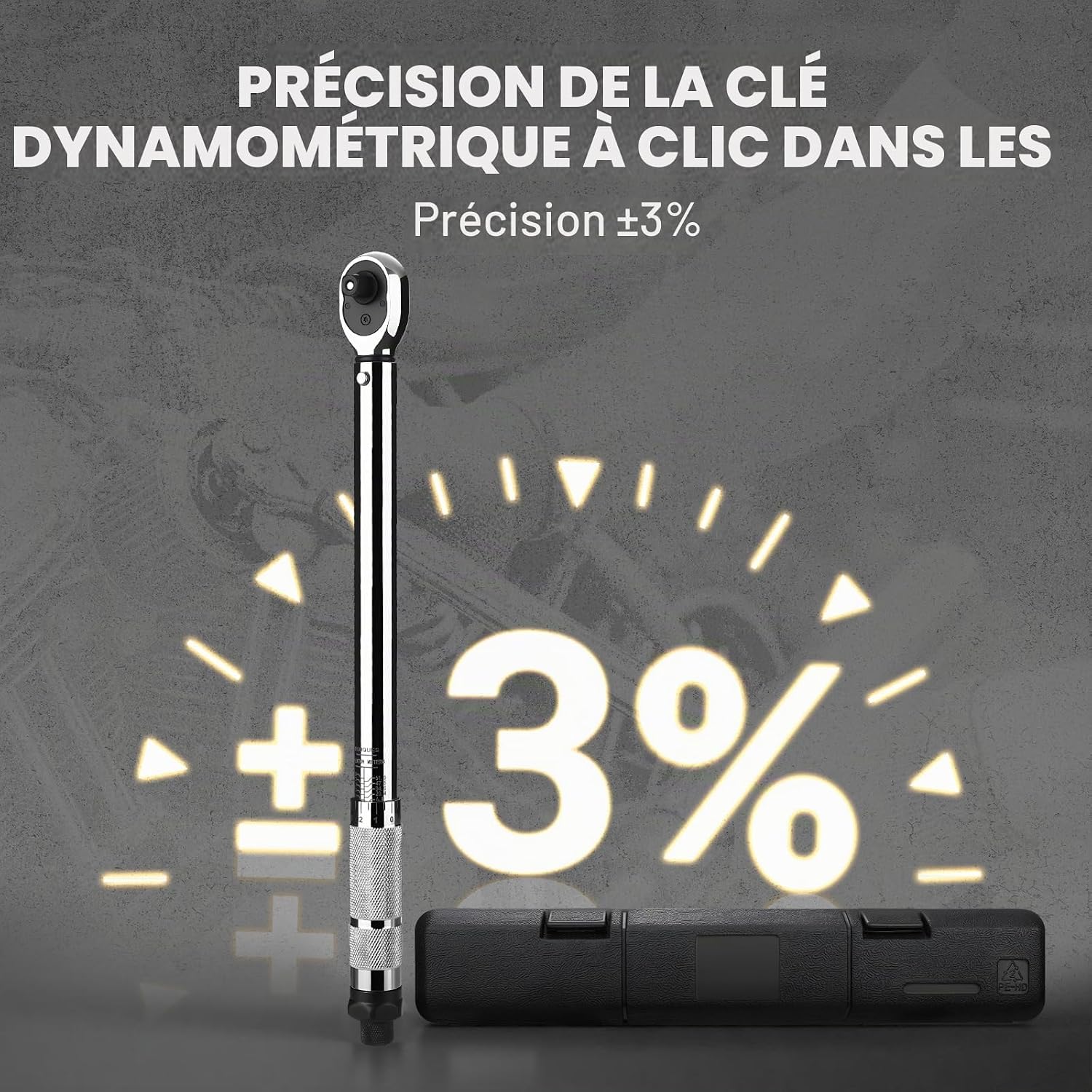Detalle de DEKOPRO DKHWTW0002 momentsleutel 3/8, 6,8–67,8 Nm en 72 tanden