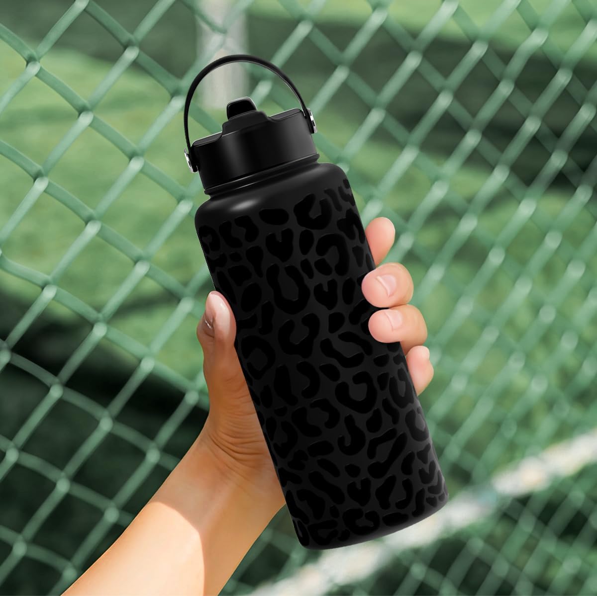 Detalle 2 de SANDJEST SJ-DW-SS-WB32SL 32 oz Stainless Steel Leopard Print Bottle