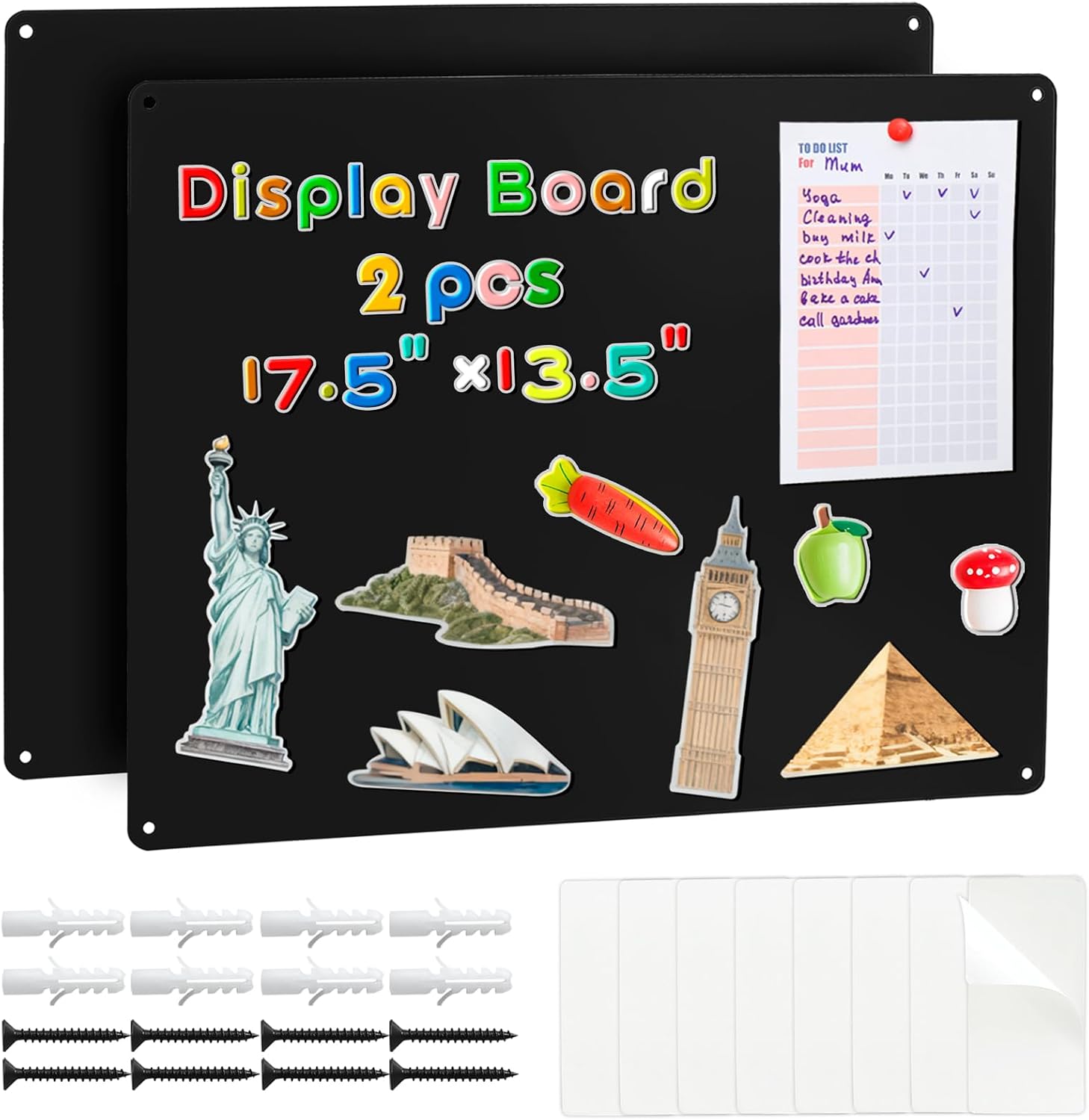 Detalle de MAXECHO JSB-Black-13.5×17.5 Magnetic Bulletin Boards, 2-Pack, Black Steel