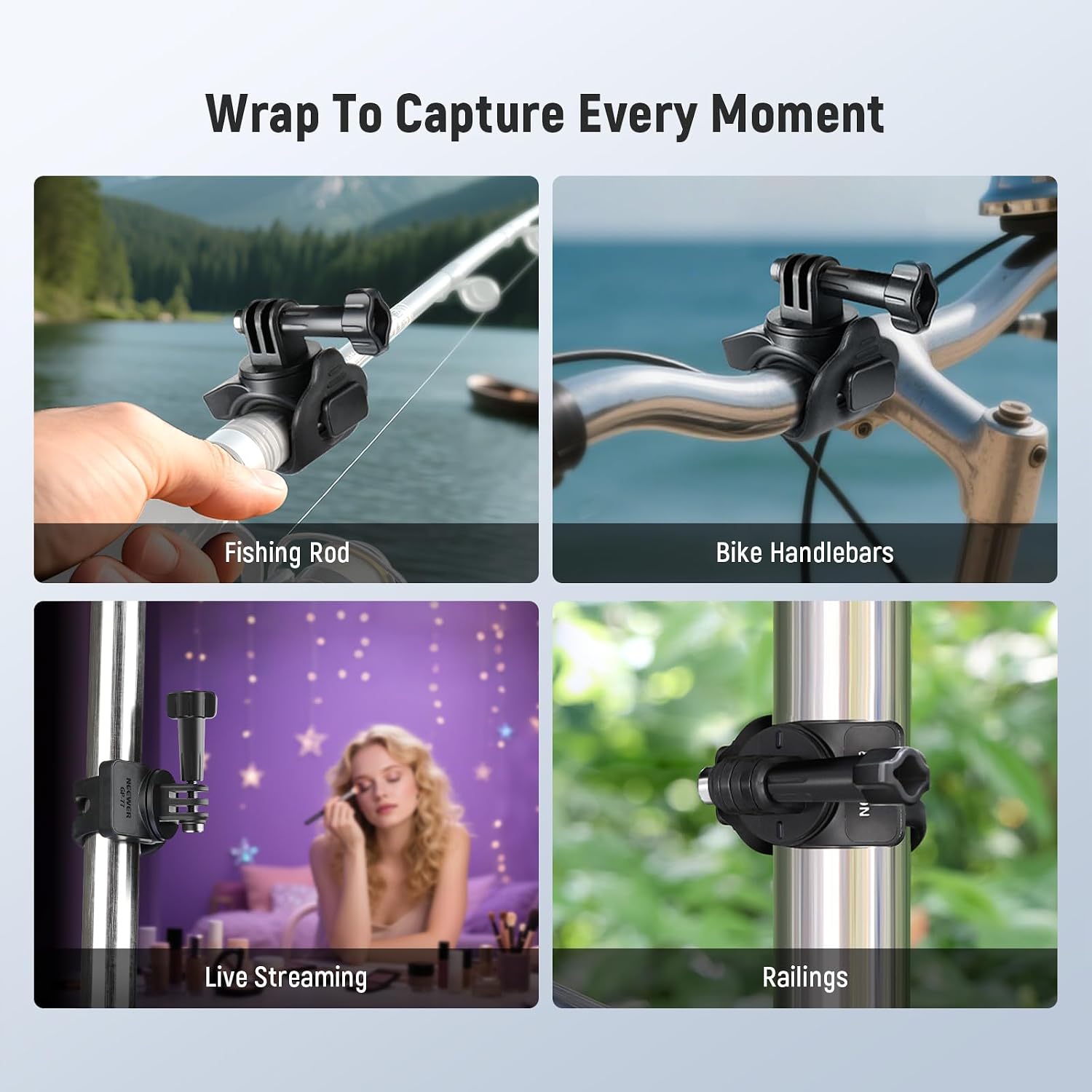 Thumbnail 6 de NEEWER Flexible Mount Wrap Band GP-77 (Black) for GoPro, DJI Osmo Action & Insta360 action cameras