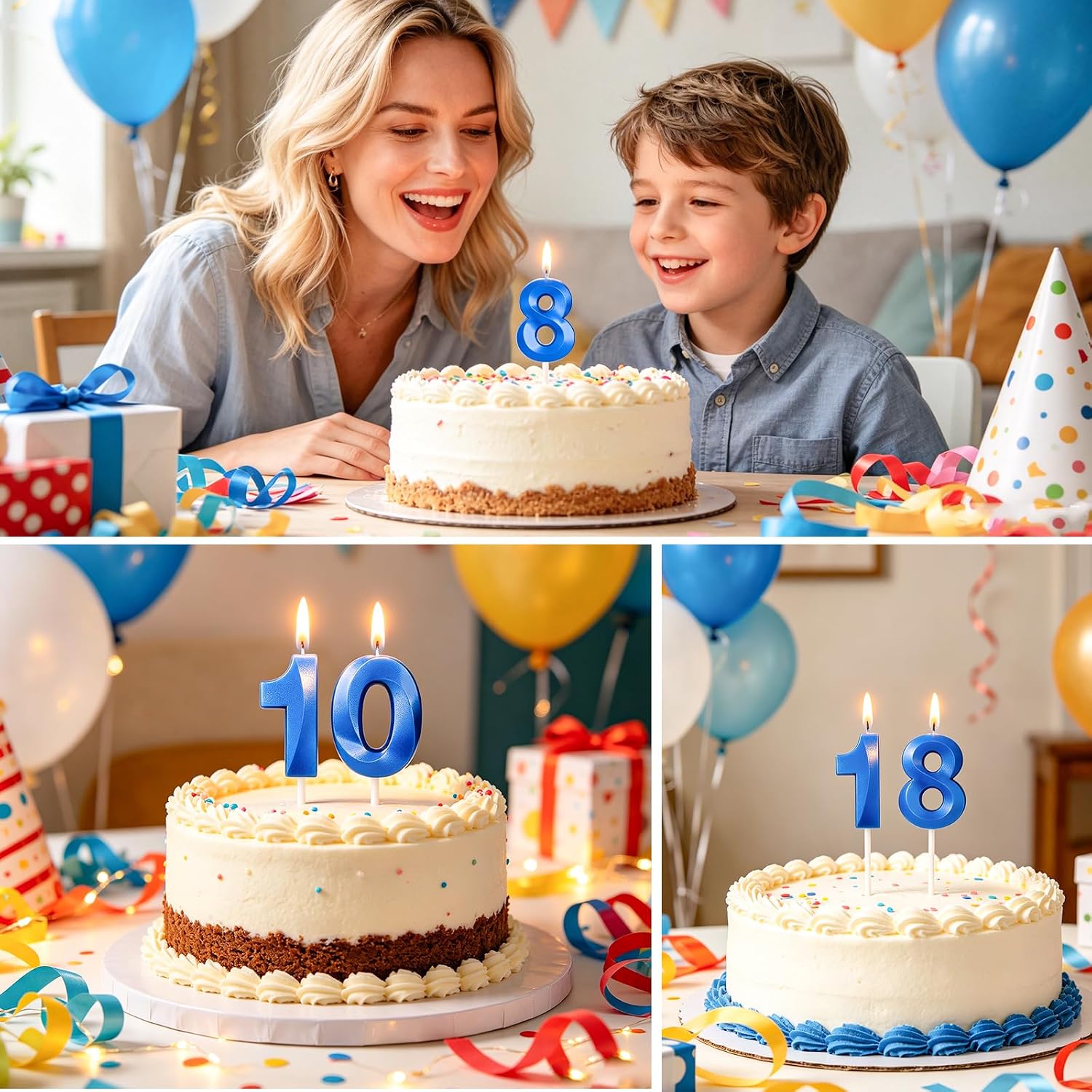 Thumbnail 6 de Yiran 3D Birthday Candles – Royal Blue 56th Candle (2-Piece Set)
