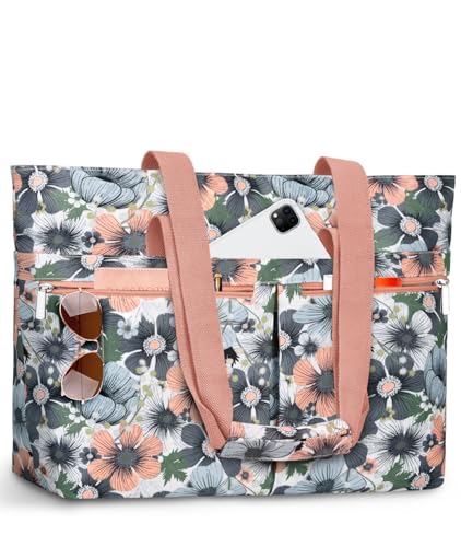 Detalle de ENONEO Bolsa de Playa para Mujer Grande XXL con Cremallera y Compartimentos – Gris/Rosa