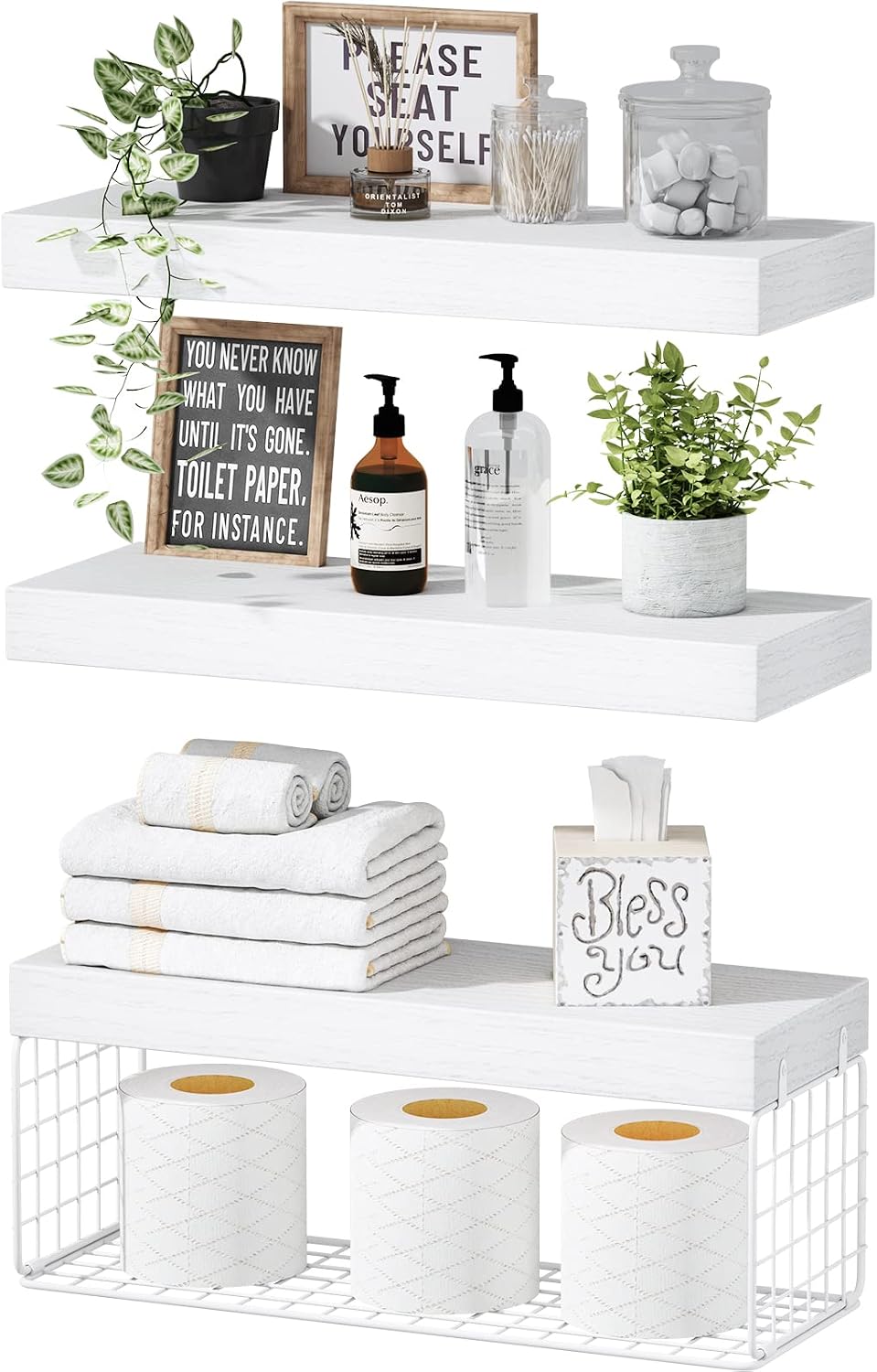 Detalle de QEEIG Bathroom Shelves Set of 3