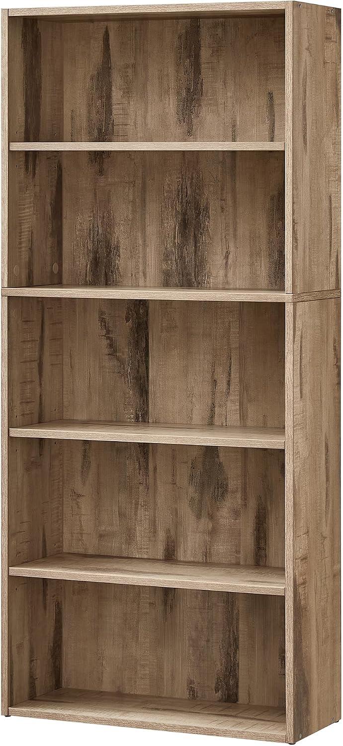 Detalle de VASAGLE Scaffale a 5 ripiani LBC165T50 in stile libreria, marrone cammello