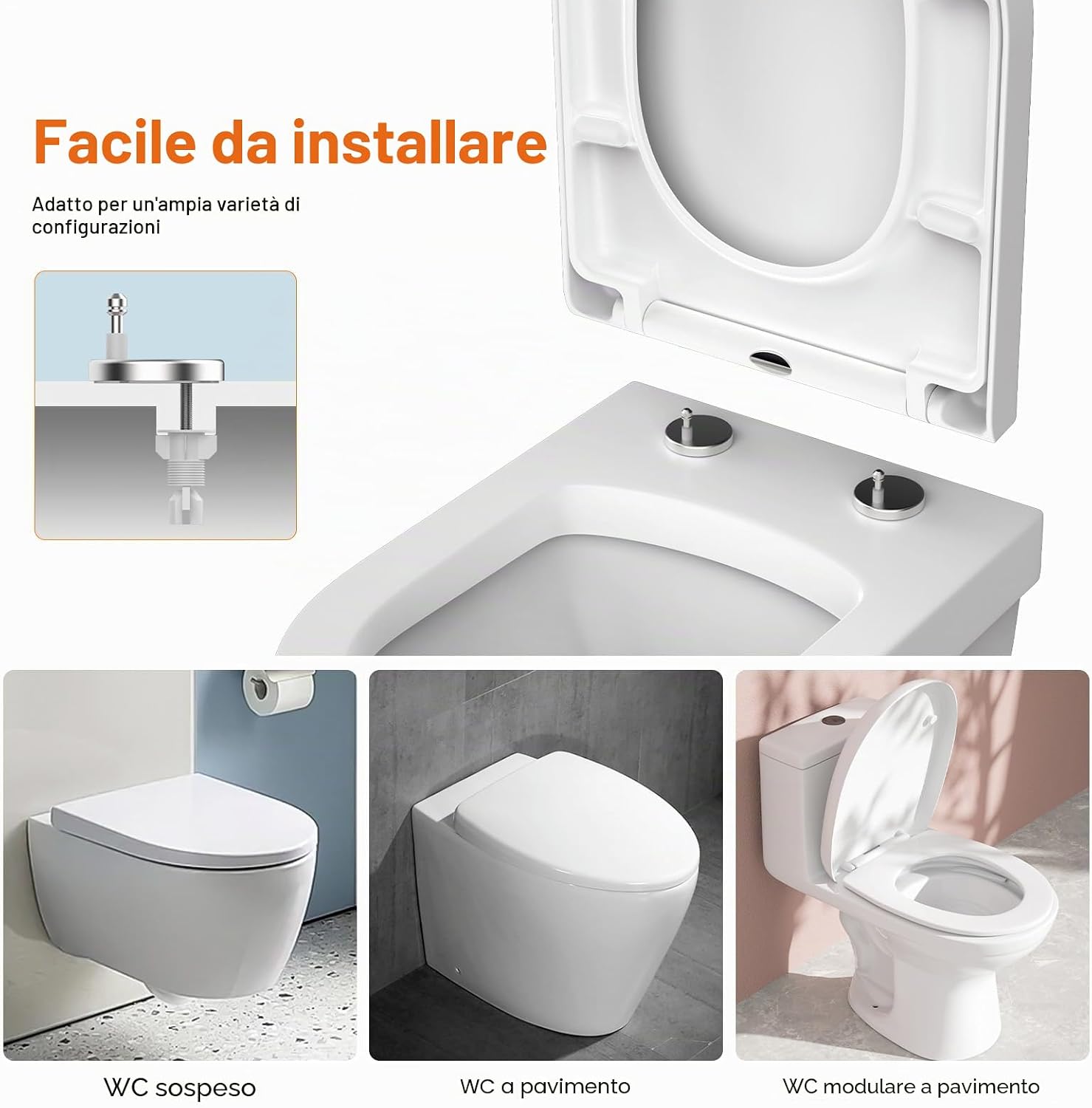 Thumbnail 2 de GRIFEMA G951 Sedile WC in Urea Formaldeide per Forma D – Chiusura morbida, antibatterico, facile da pulire