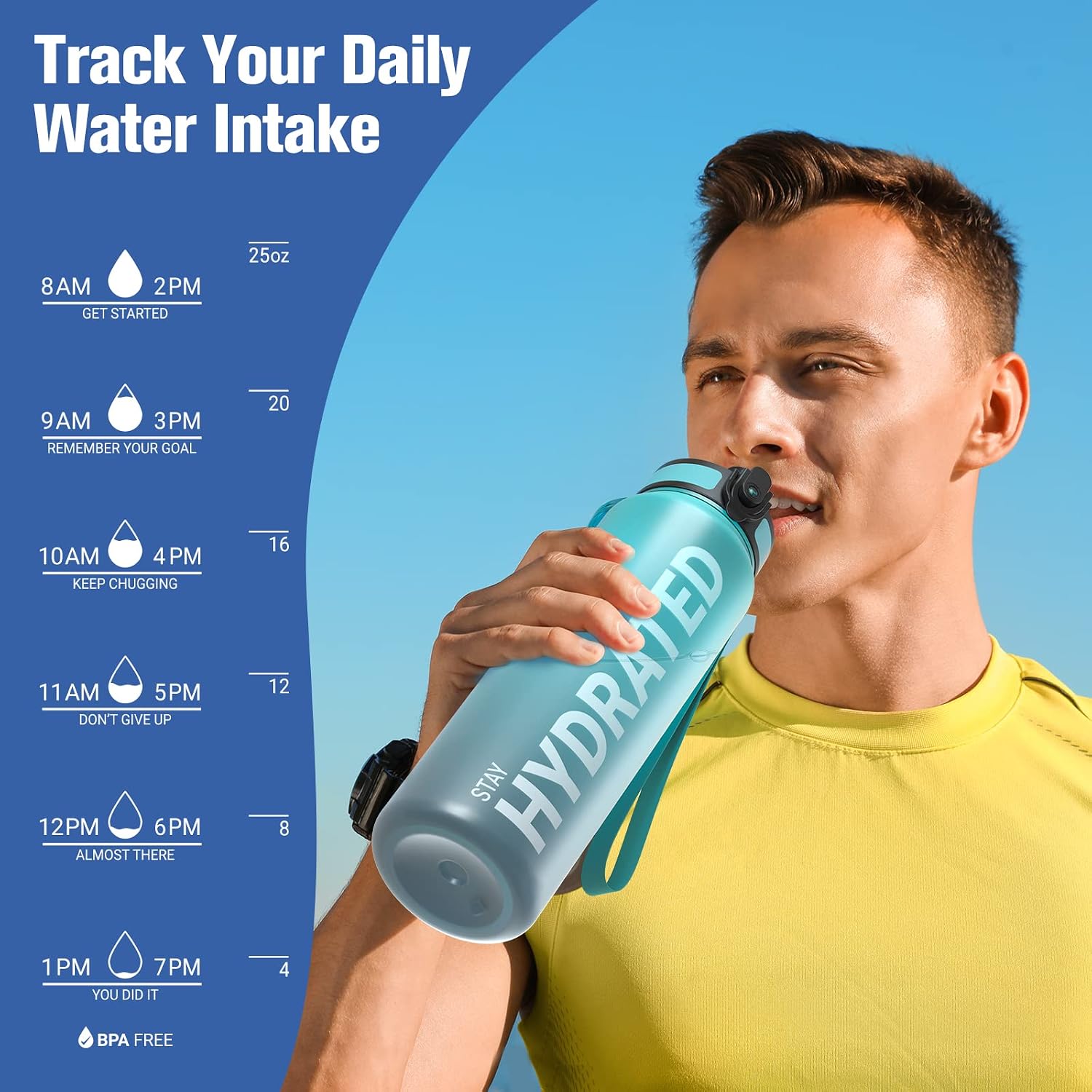 Thumbnail 6 de Sahara Sailor WBW005 Tritan Sports Water Bottle, 25 oz, Time Markers