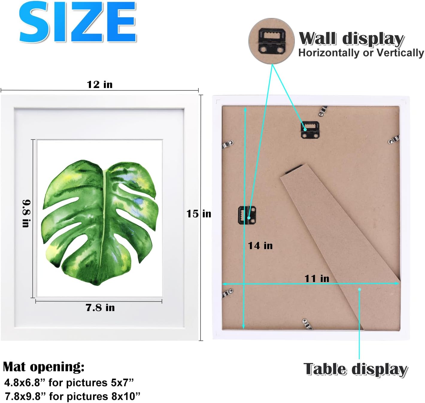 Detalle de EGOFINE 14x11 Picture Frame – 4 Pack, Solid Wood with Mats and Plexiglass