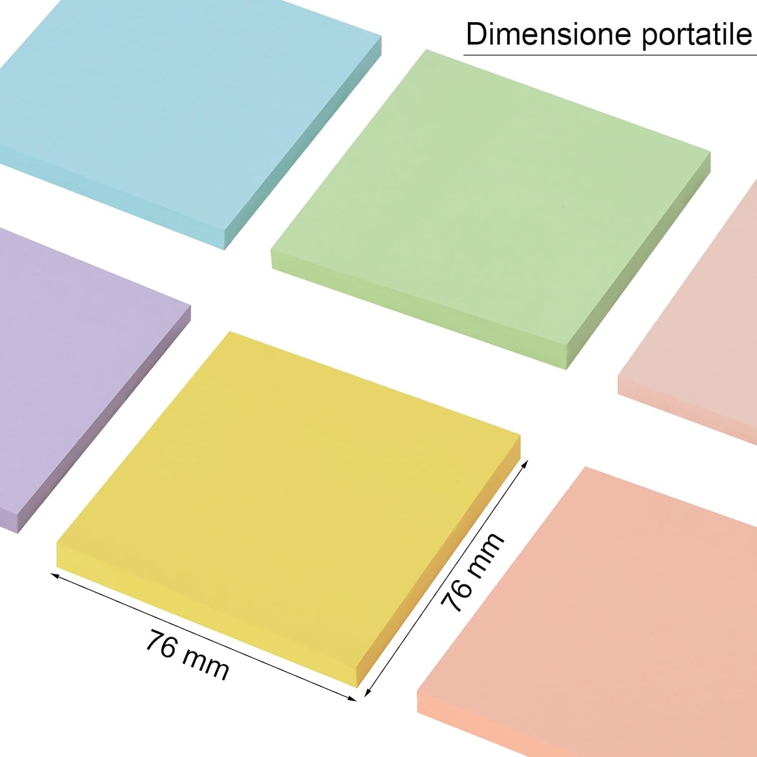 Detalle de ZCZN 12 Blocchetti di Foglietti Adesivi: 60 fogli color pastello 76x76 mm