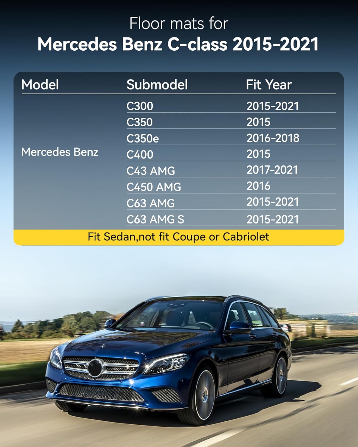 Thumbnail 1 de Mercedes C-Class 2015-2021 TPE Floor Mats