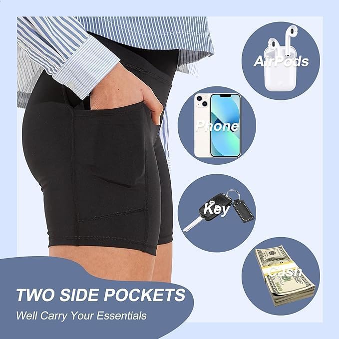 Detalle de CAMPSNAIL Workout Biker Shorts with Pockets, High Waist and 4-Way Stretch