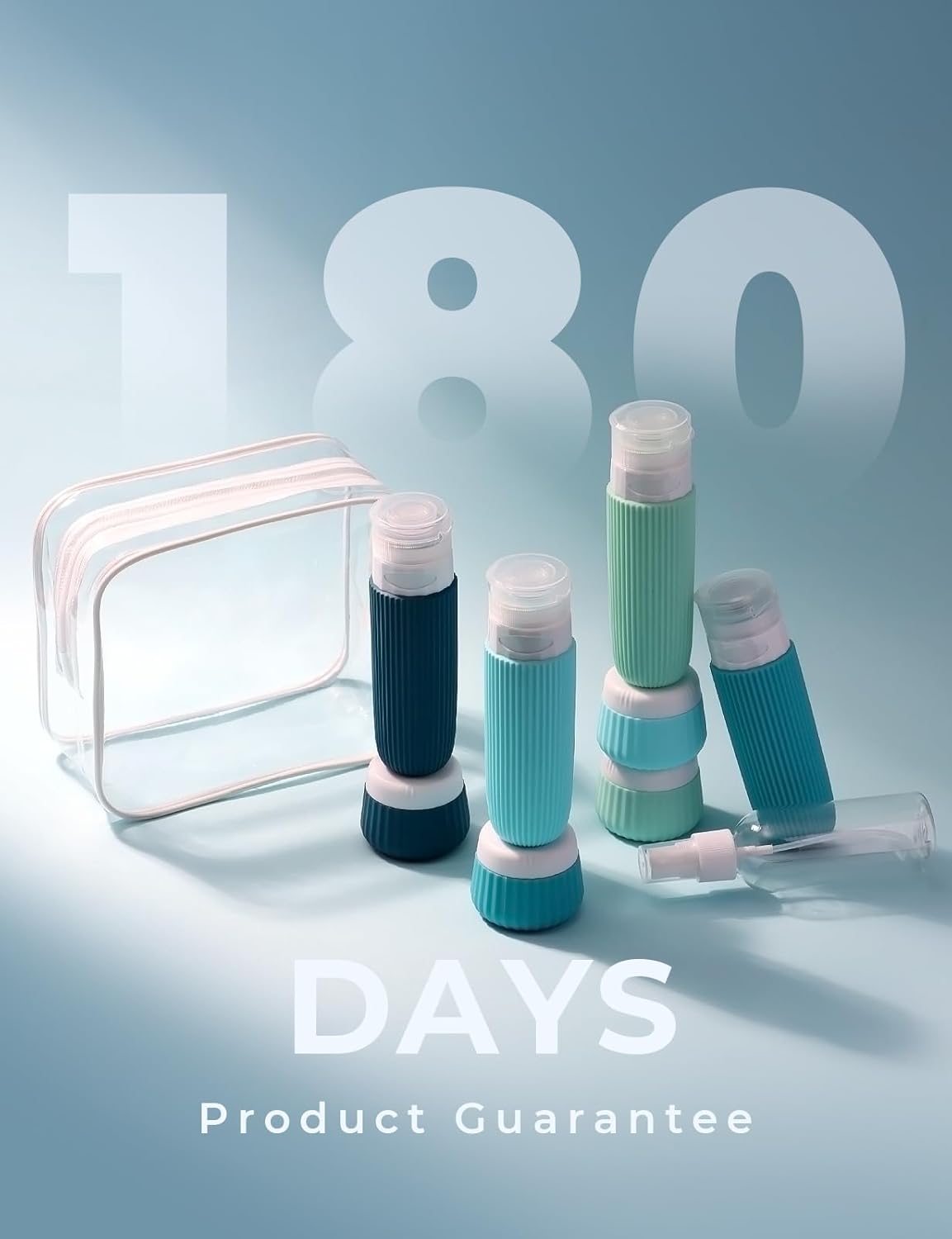 Thumbnail 4 de Yiorxu Reiseflaschen Zum Befüllen – 9 Stück Travel Set (90 ml + 30 ml + Spray 80 ml) aus Silikon, Auslaufsicher, TSA-tauglich