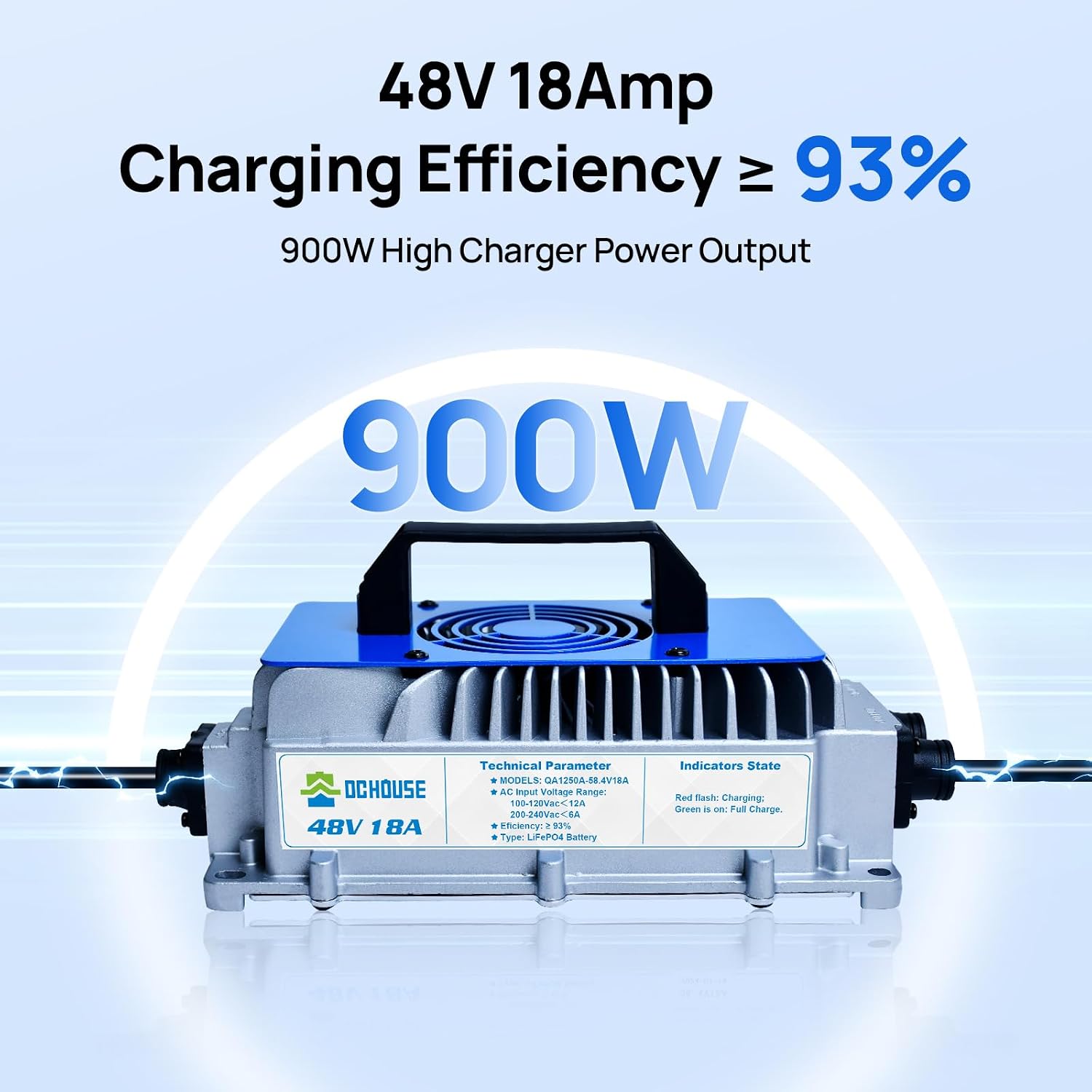 Detalle 2 de DCHOUSE 48V 18A LiFePO4 Battery Charger