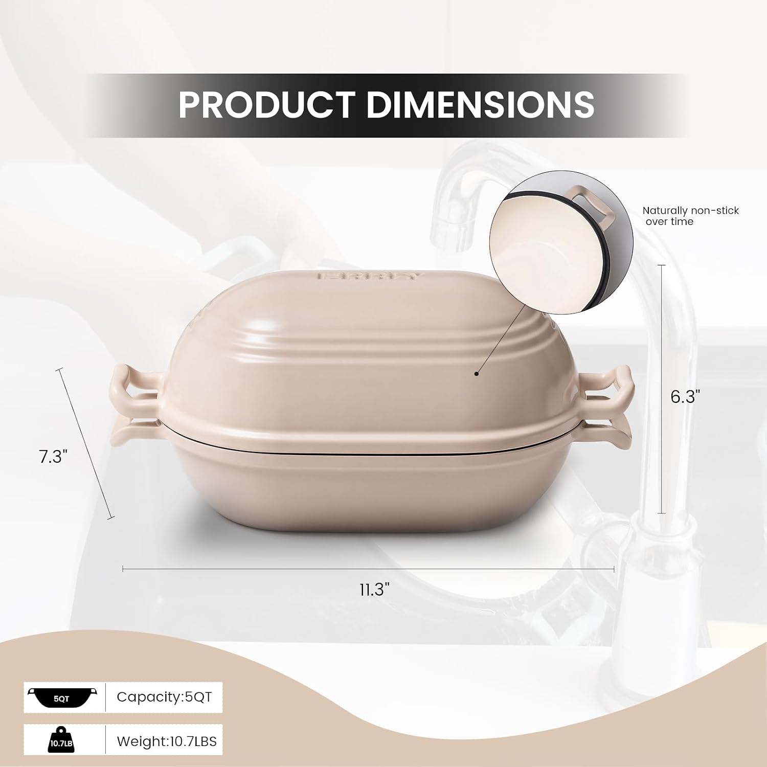 Detalle de Enameled Cast Iron Dutch Oven, 5 QT
