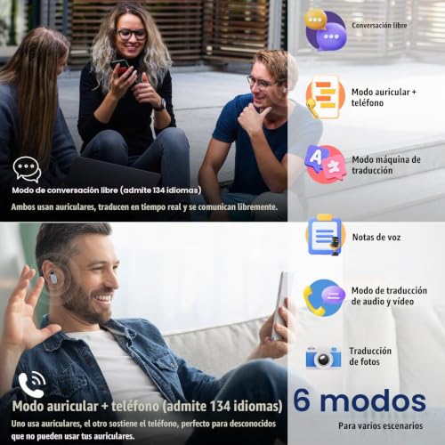 Thumbnail 2 de Conyat 2026 Auriculares Traductores de Idiomas 3en1 AI: 164 idiomas, 6 modos de traducción, 40H