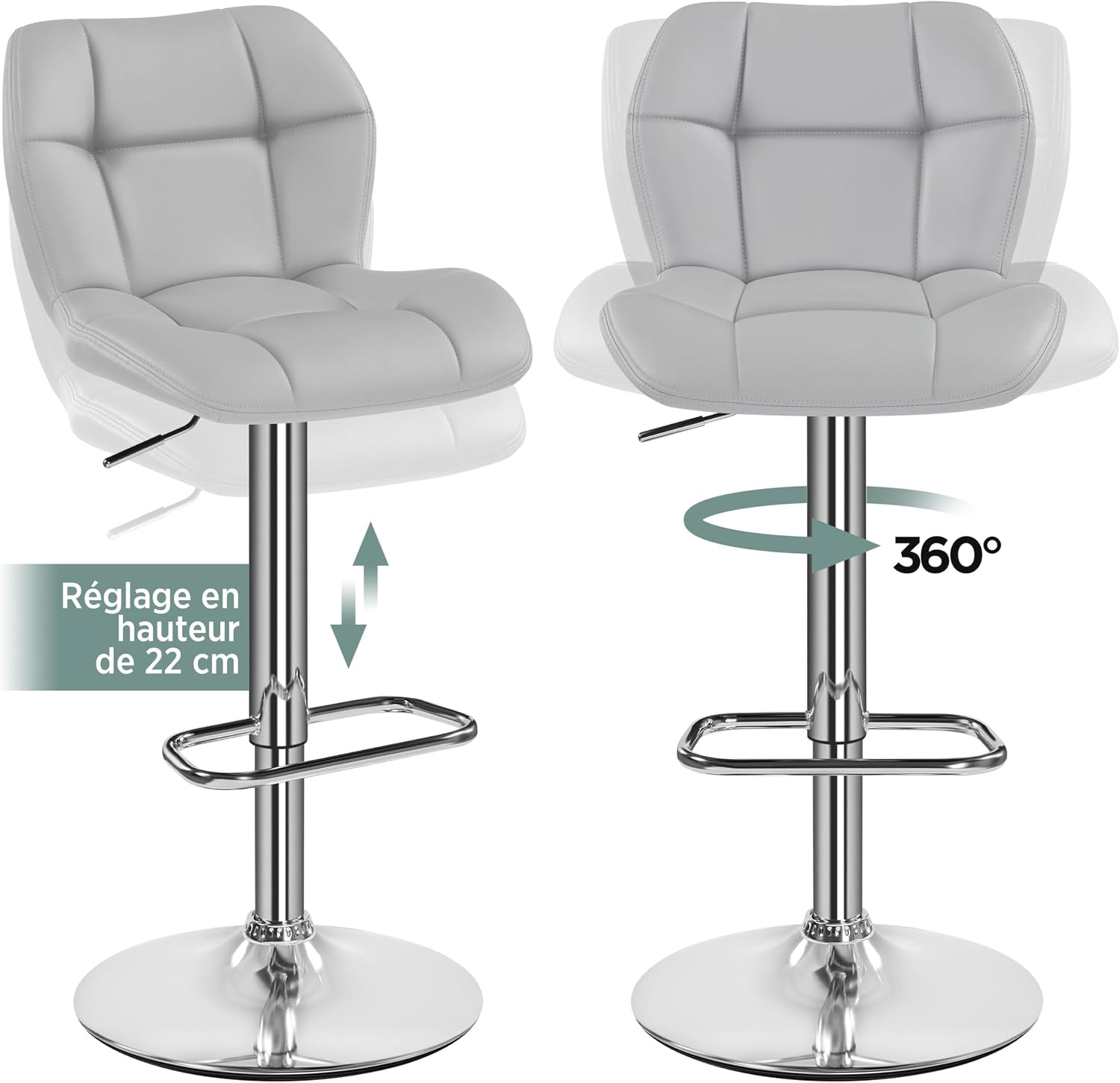 Thumbnail 5 de Yaheetech Taburete de Bar Ajustable 89–111 cm