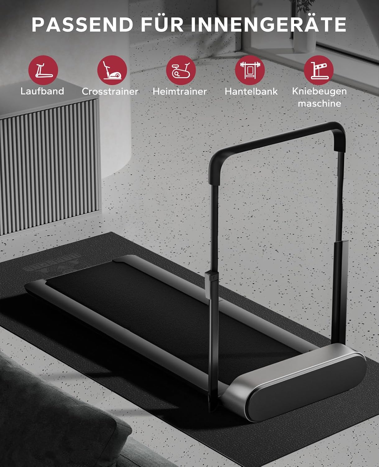 Detalle de HAPBEAR Bodenschutzmatte für Fitnessgeräte mit PVC-Schutz – passend für Laufband, Ellipsentrainer & Co.