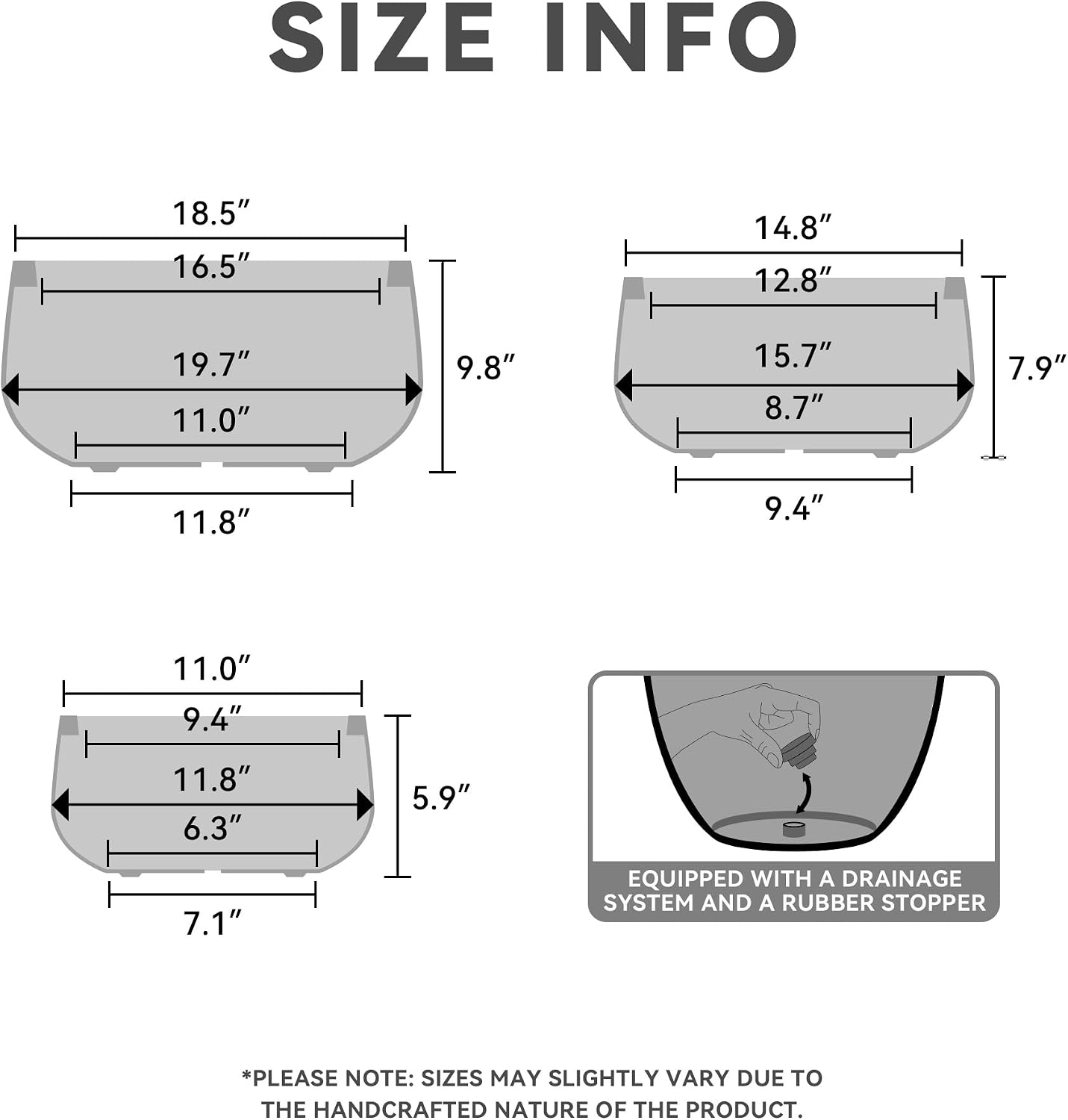 Detalle 2 de Kante Concrete Planters Set of 3, 19.6" 🌱