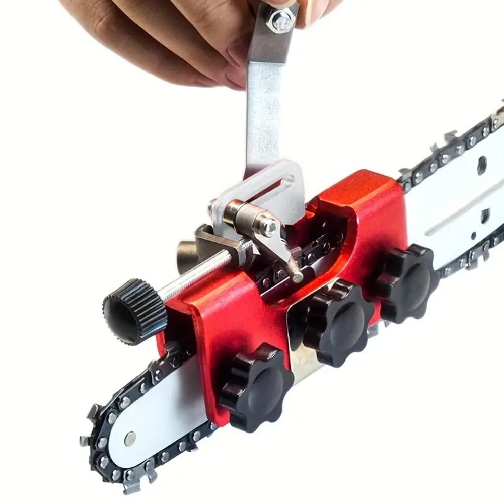 Detalle de Aoreun XY-mlq-set kettingzaagslijper met handslinger en slijpkoppen van 4, 5 en 6 mm